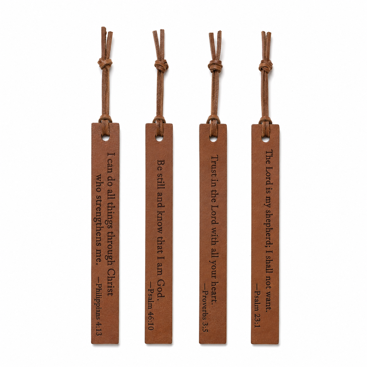 4 Leather Bible Verse Bookmarks
